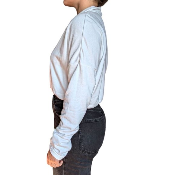 Garage White Cropped Quarter Zip with Cuffed Sleeves Women Size Medium - Picture 2 of 10